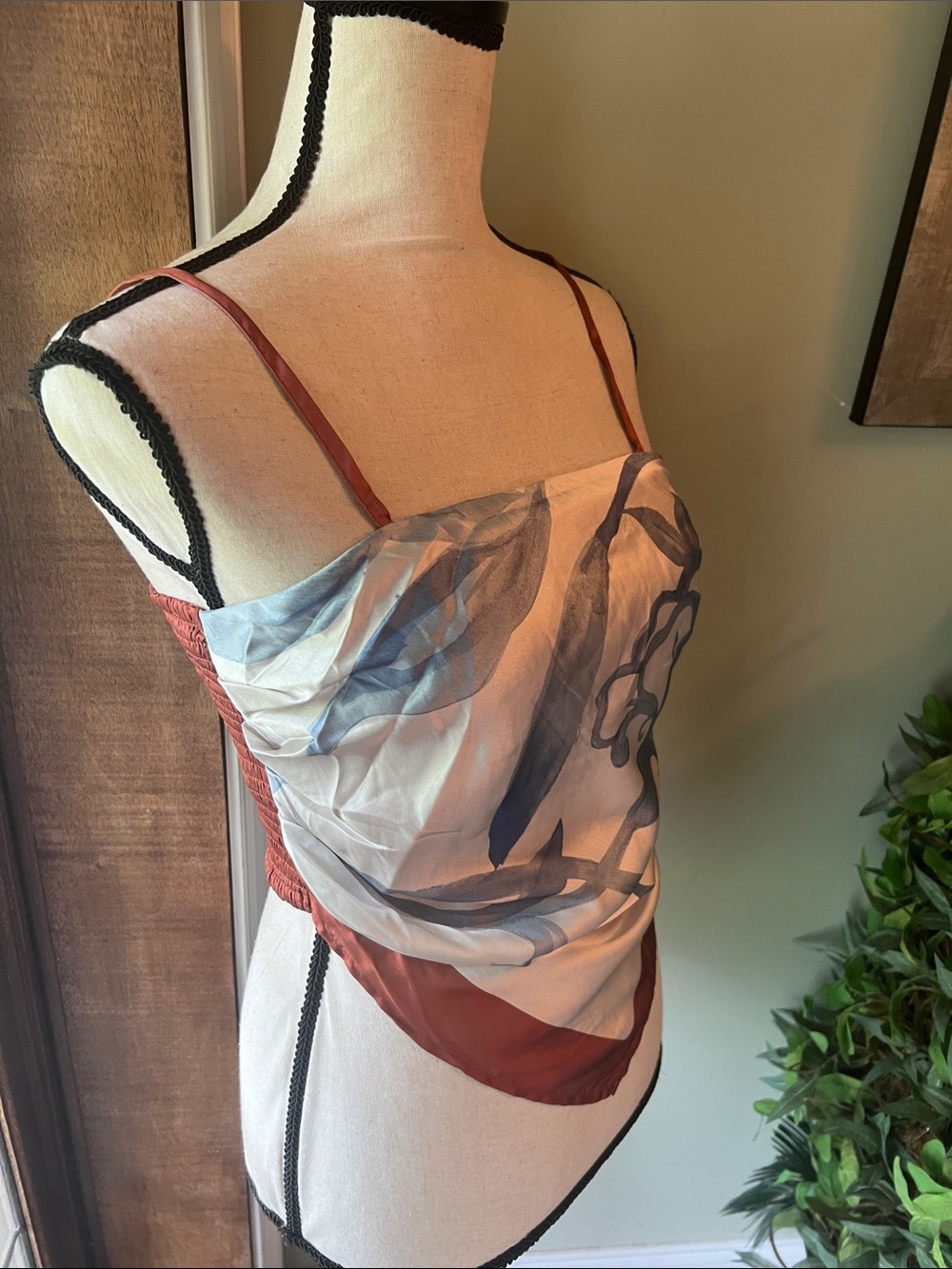 Live 4 Truth Blue Floral Scarf Camisole with Rust Straps - Picture 2 of 7